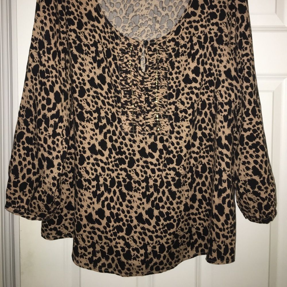 🧩Karen Brooks Leopard Blouse Size 2X🧩 - Picture 2 of 7